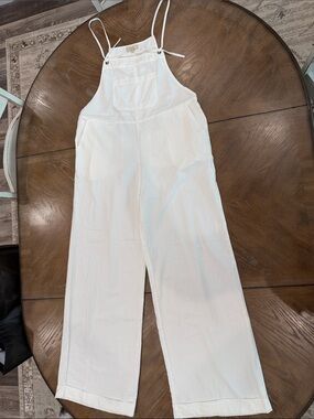 Chelsea & Violet White Wide-Leg Overalls